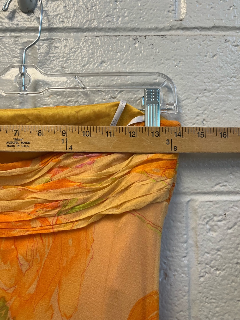 David Meister Vintage Strapless Peach-Orange Floral Silk Maxi Dress Sz. 2 - Picture 5 of 11